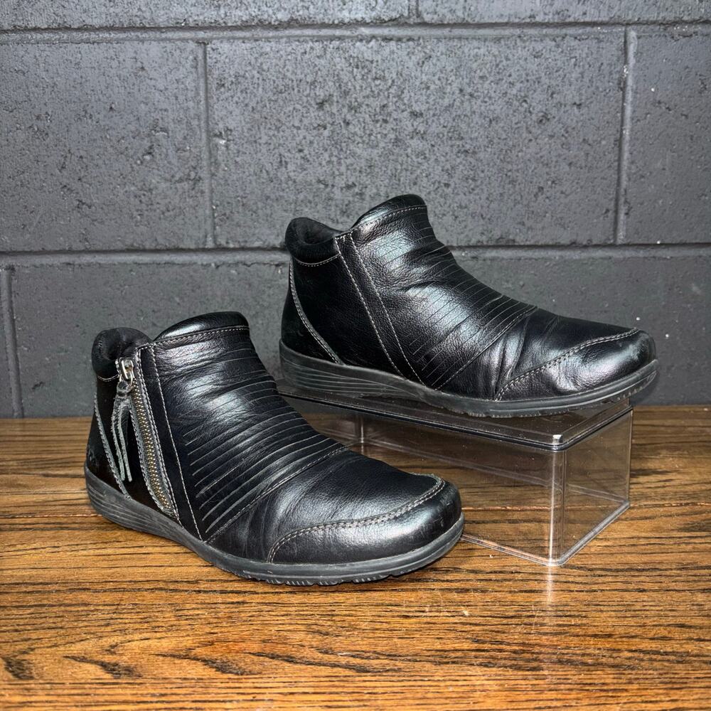 Taos Habit Black Leather Ankle Boots Side Zip Comfort Booties Women’s 8.5